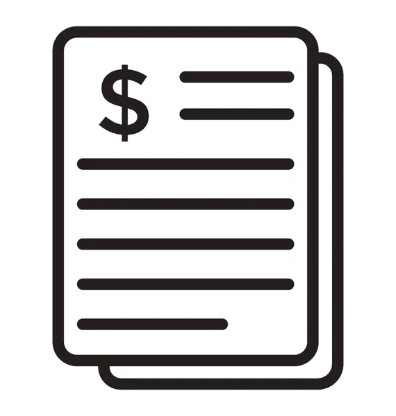 Бумажный Лист Символом Доллара Обозначающим Вектор Иконки Финансовой Отчетности — стоковый вектор
