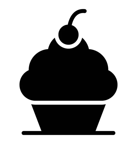Bageri Objekt Cupcake Toppad Med Jordgubbar — Stock vektor