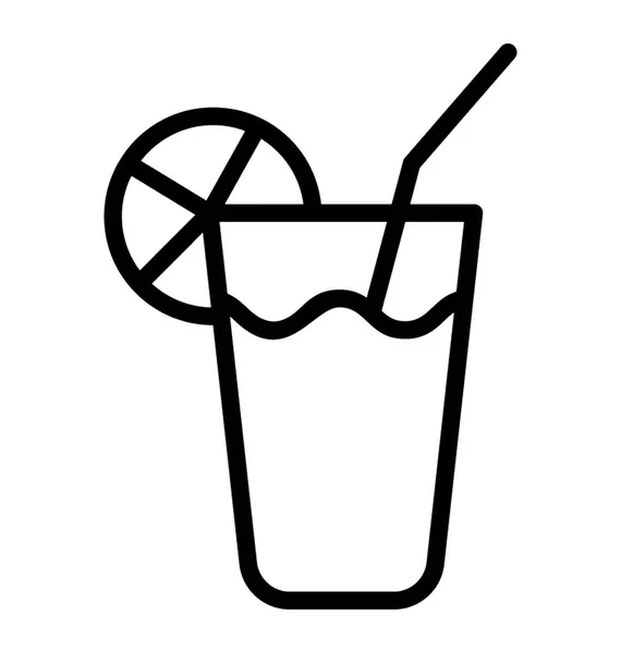 Bicchiere Bevanda Frizzante Con Una Cannuccia Esso Bevanda Limone — Vettoriale Stock