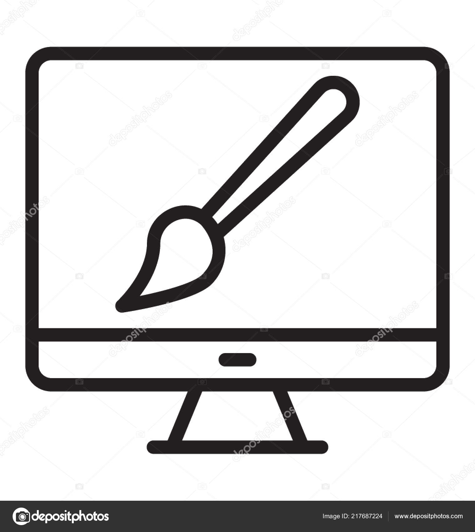 Paint Brush Computer Showing Computer Graphics Stock Vector Image by