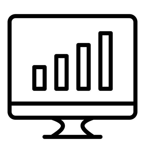 판매를 보여주는 컴퓨터 스크린에 온라인 비즈니스 보고서 — 스톡 벡터
