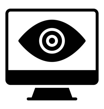 Laptop ve göz simgesi ile uzaktan izleme 