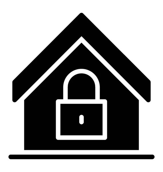 Chýše Zámkem Ukazující Domácí Bezpečnostní Systém — Stockový vektor