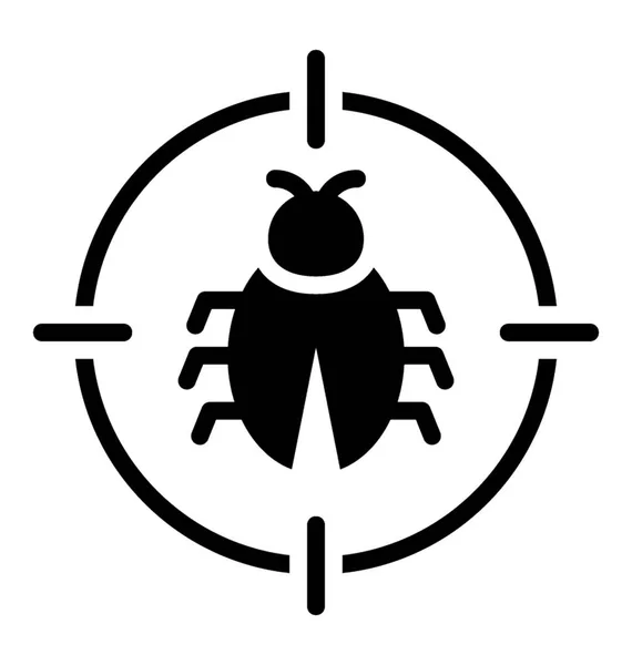 Bug Malware Nell Icona Vettoriale Destinazione — Vettoriale Stock
