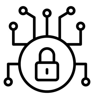 Asma kilit ve bağlantıları olan siber güvenlik 