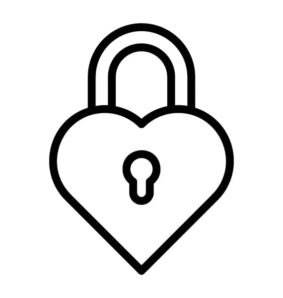 Corazón Forma Cerradura Para Seguridad Candado — Vector de stock