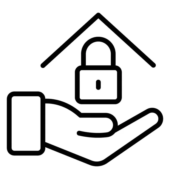 Een Vergrendelde Huis Hand Symboliseert Smart Home Oplossing — Stockvector