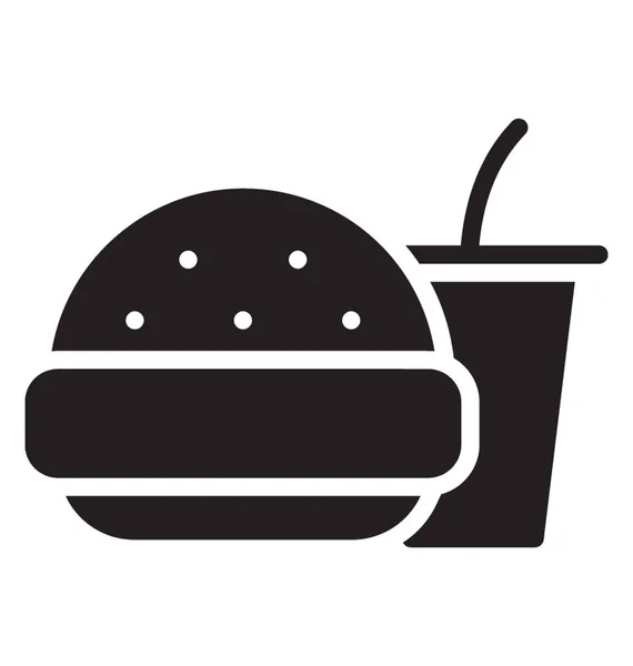 Frisdrank Hamburger Een Pictogram Voor Snelle Ongewenste Voedsel Van Een — Stockvector