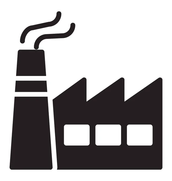 Edificio Con Chimenea Sitio Industrial Fábrica — Vector de stock