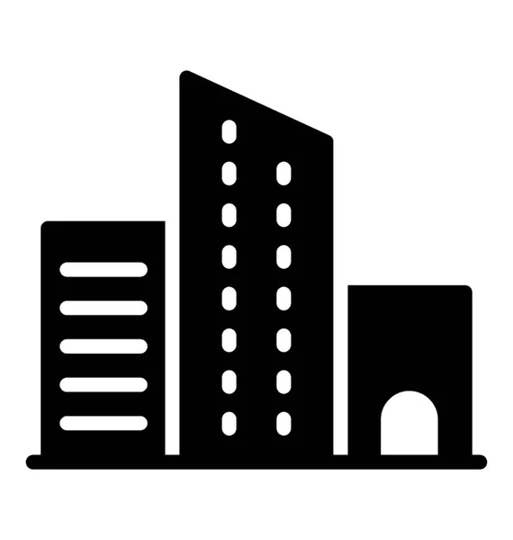 Glyphen Ikone Design Von Hochhaus Wolkenkratzer — Stockvektor