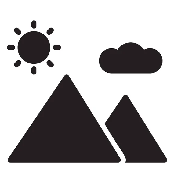 Een Prachtig Landschap Van Bergen Met Zon Wolken — Stockvector