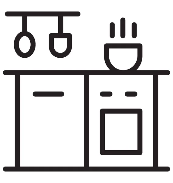 Icono Vectorial Aislado Encimera Cocina — Vector de stock