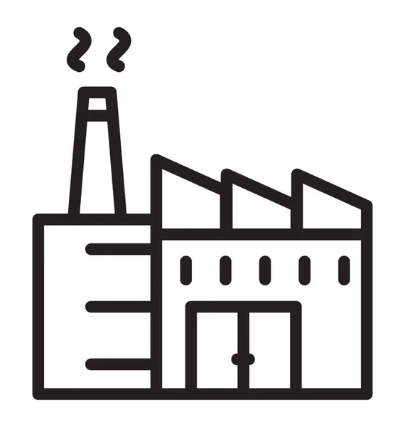 Edificio Con Chimenea Sitio Industrial Fábrica — Vector de stock