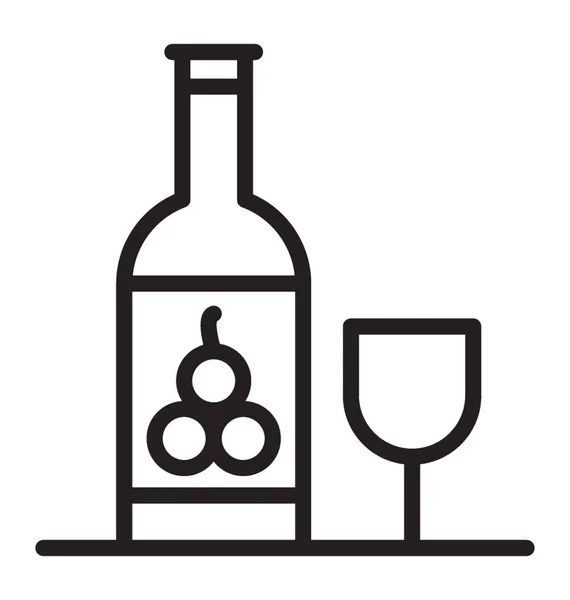 Icône Vecteur Une Bouteille Alcool Verre — Image vectorielle