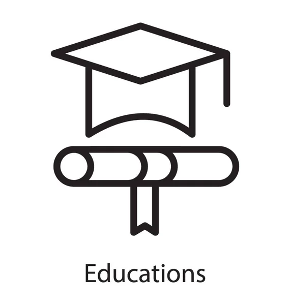 Graduation Cap Degree Symbol Education — Stock Vector