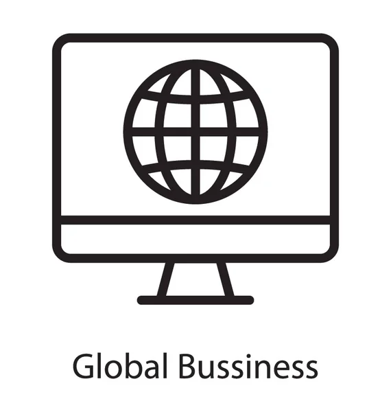Computer Having Globe Global Business — Stock Vector