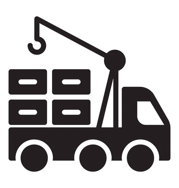 Γερανός Φορτηγών Χρησιμοποιείται Για Την Ανύψωση Αγαθών Και Μεταφορά Τους — Διανυσματικό Αρχείο