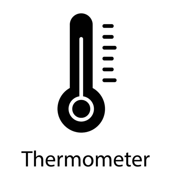 Pomiar Temperatury Termometru Glifów Ikona — Wektor stockowy