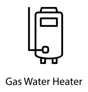Ev gaz su ısıtıcı hattı simge vektör 