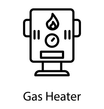 Portatif gaz ısıtıcı hattı simge vektör 