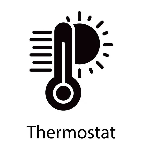 Виміряти Температуру Допомогою Піктограми Гліфа Термометра — стоковий вектор