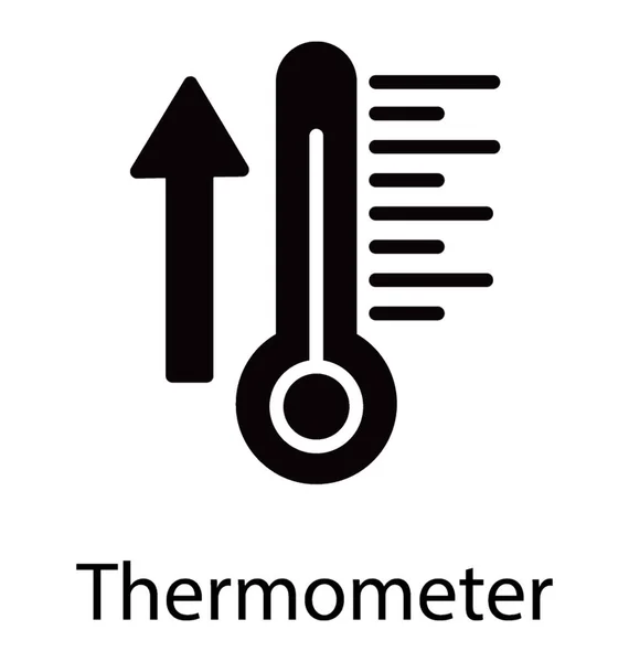 Měření Teploty Teploměrem Glyf Ikonou — Stockový vektor
