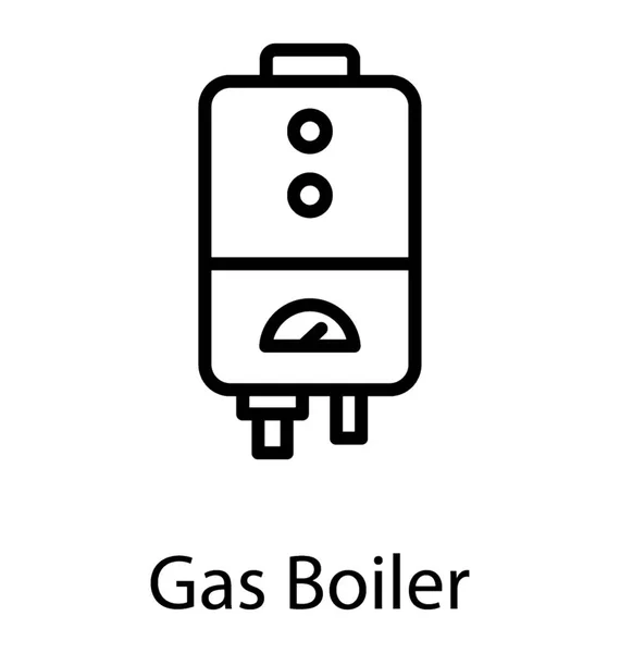 Home Gas Water Heating Gas Geyser Line Icon Vector — Stock Vector