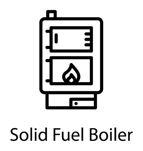 Isolated Line Icon Vector Denoting Heating Boiler — Stock Vector