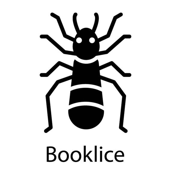 Икона маленького насекомого с длинными ногами и антенной с книжными вшей
