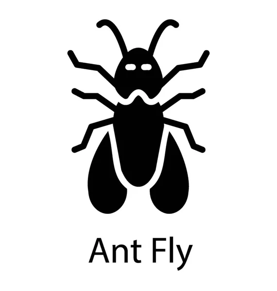 Icône Insecte Ayant Longues Ailes Représentant Cigale — Image vectorielle