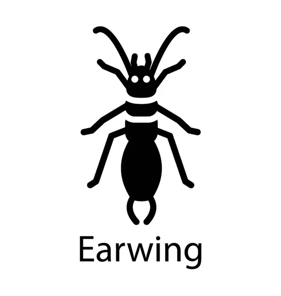 小的昆虫 有一条带有尖面的小腿 描绘耳机 — 图库矢量图片