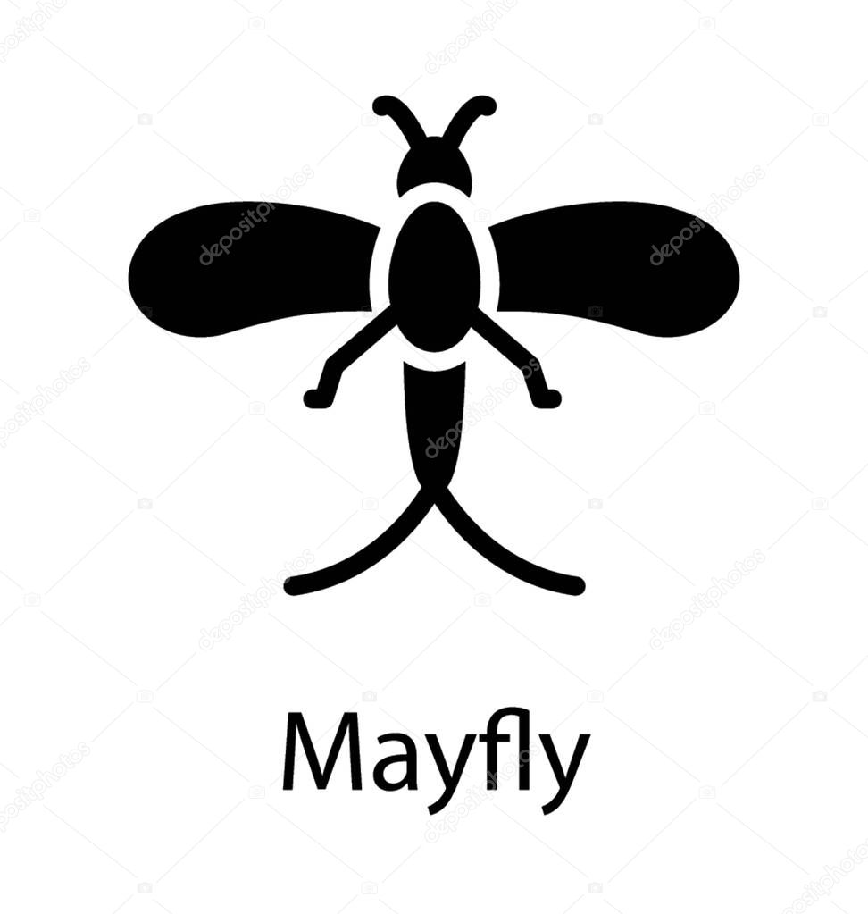 Icon of a insect having long wings depicting mayfly