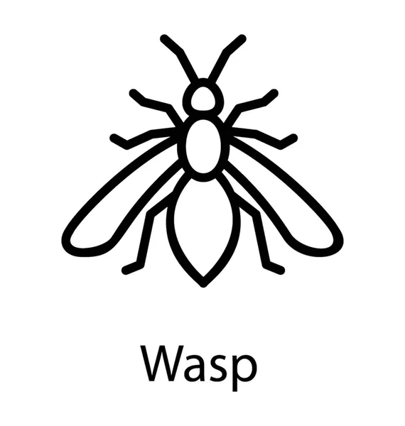 有腿和长翅膀的昆虫 描绘黄蜂 — 图库矢量图片
