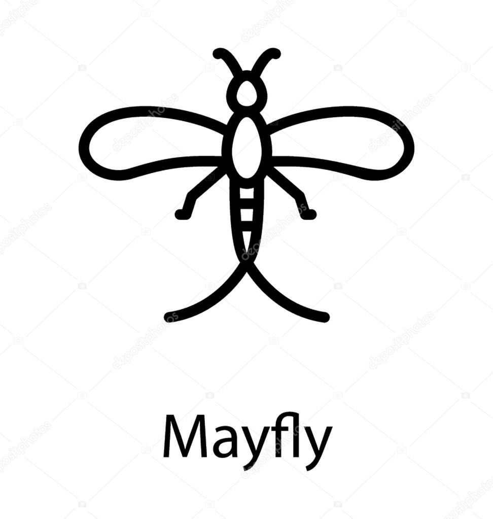 Icon of a insect having long wings depicting mayfly