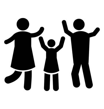 Mutlu bir aile ve çocuk, Aile eğlenceli ile oynarken simgesi 
