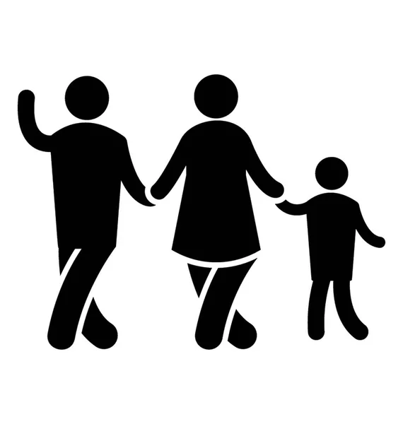 一个图标向量显示一个快乐的家庭牵手 — 图库矢量图片