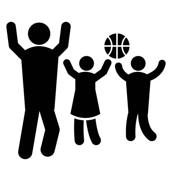 Ailesi Çocukları Basketbol Aile Oynamak Eğlenmek Ile Yürütme — Stok Vektör