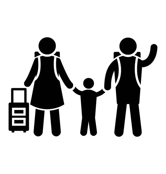 Casal Filho Com Sua Bagagem Estão Prontos Para Viagem Família — Vetor de Stock