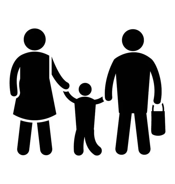 Vector Icono Que Muestra Una Familia Feliz Cogida Mano — Vector de stock