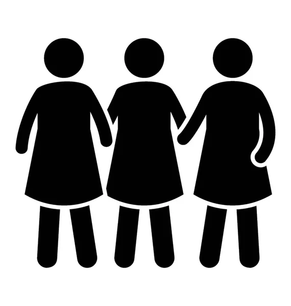 Drei Weibliche Geschwister Stehen Einer Reihe Geschwister Symbolbild — Stockvektor