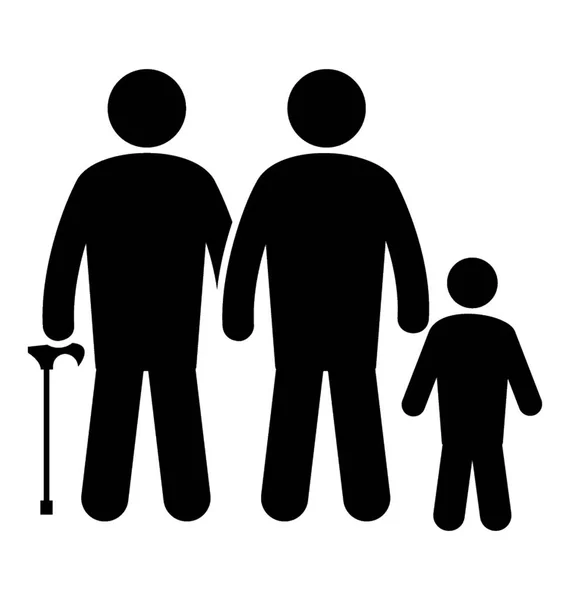 Grootvader Met Zijn Zoon Kleinzoon Weergegeven Familie Generaties Pictogram — Stockvector