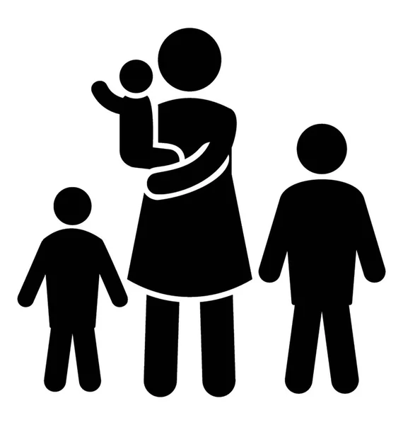Mère Avec Ses Filles Bébé Porteur Montrant Icône Parent Célibataire — Image vectorielle