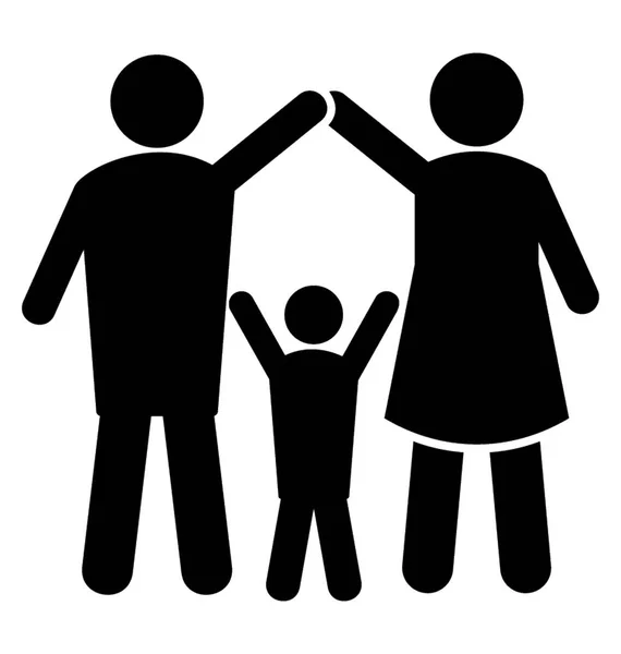 幸せな家族と家族へのケアを示すアイコン ベクトル — ストックベクタ