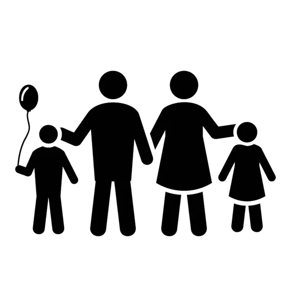 Symbolbild Für Alleinerziehende Mutter Mit Ihren Kindern — Stockvektor