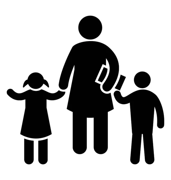 母亲与她的女儿和儿子显示单亲图标 — 图库矢量图片
