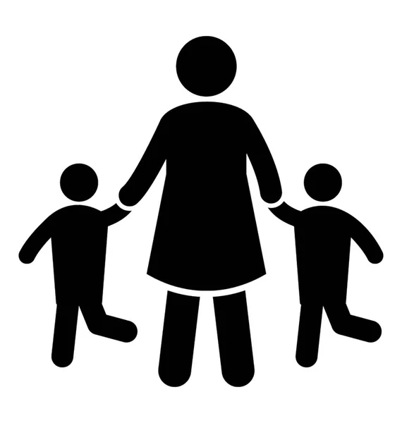 图标图像 表示单亲母亲与她的孩子 — 图库矢量图片