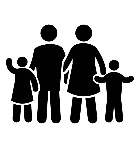 Vector Iconos Que Muestra Retrato Familiar Con Niños Padres — Vector de stock