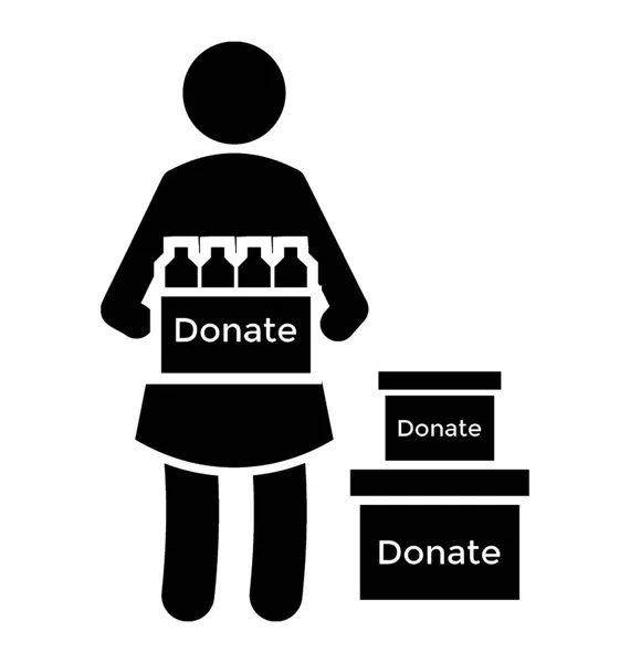 一个女孩做慈善捐赠的捐赠箱 — 图库矢量图片