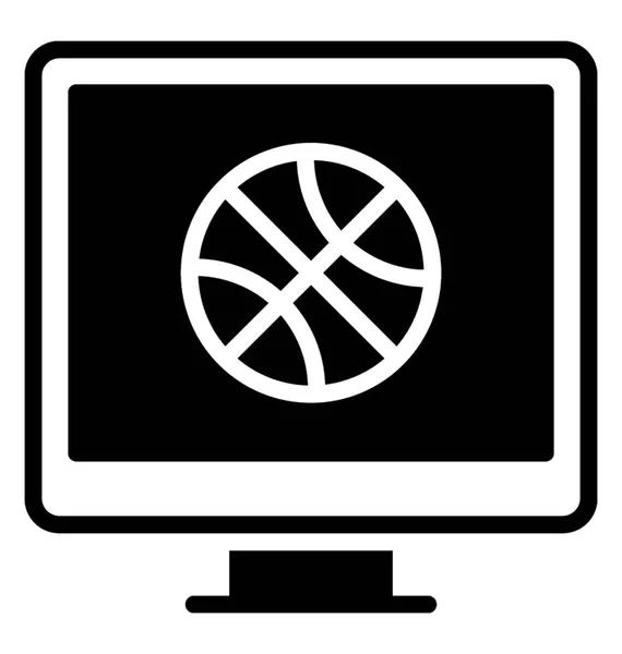 Οθόνη Υπολογιστή Αθλητικά Μπάσκετ Που Δείχνει Απευθείας Σύνδεση Παιχνίδι Εικονίδιο — Διανυσματικό Αρχείο