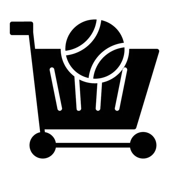 Sports Ball Shopping Cart Denoting Icon Sports Shopping — Stock Vector